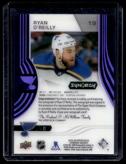 2019-20 Upper Deck Synergy - Purple - Veterans Auto - Ryan O'Reilly #19 /90