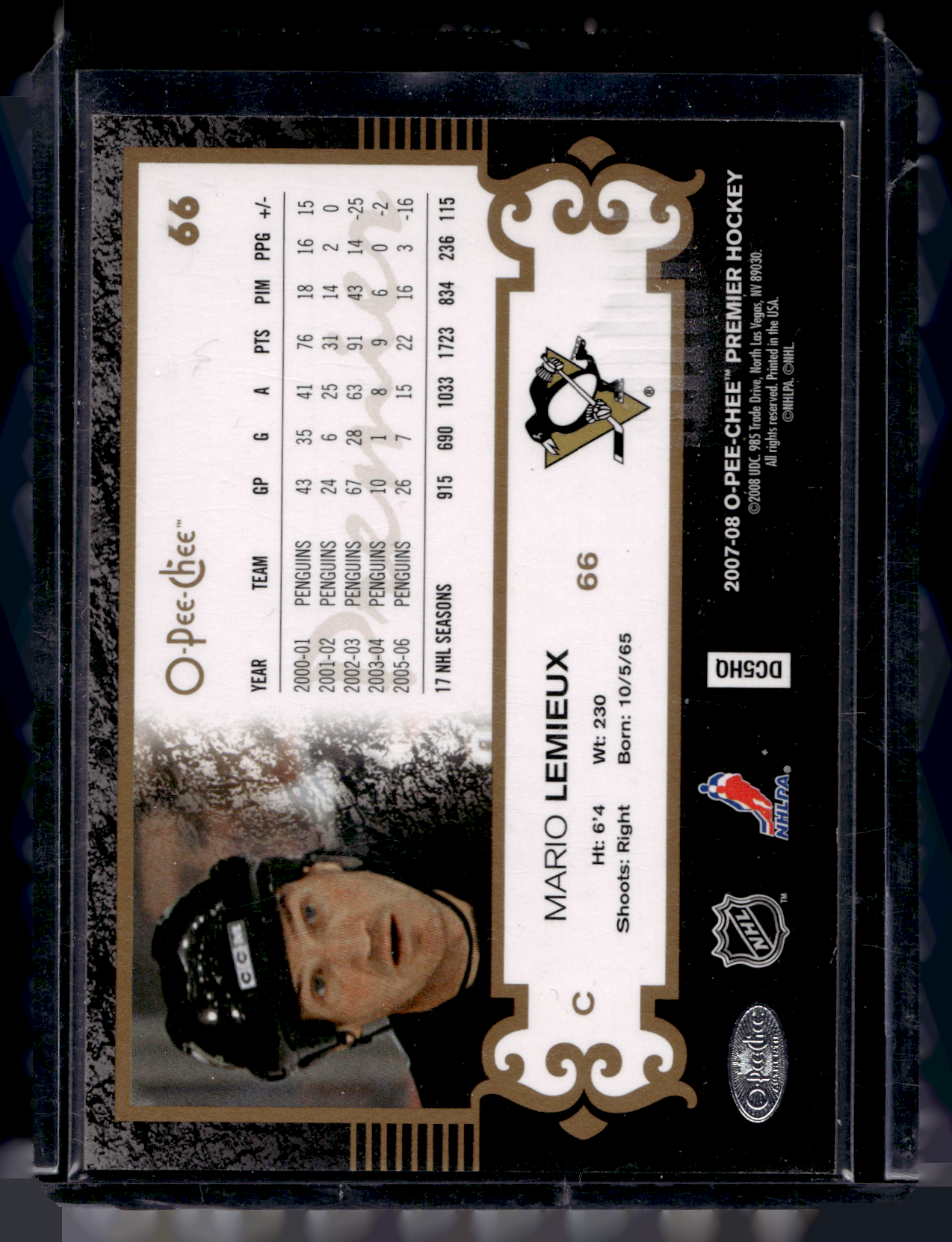 2007-08 O-Pee-Chee Premier - Gold Spectrum - Mario Lemieux #66 /5