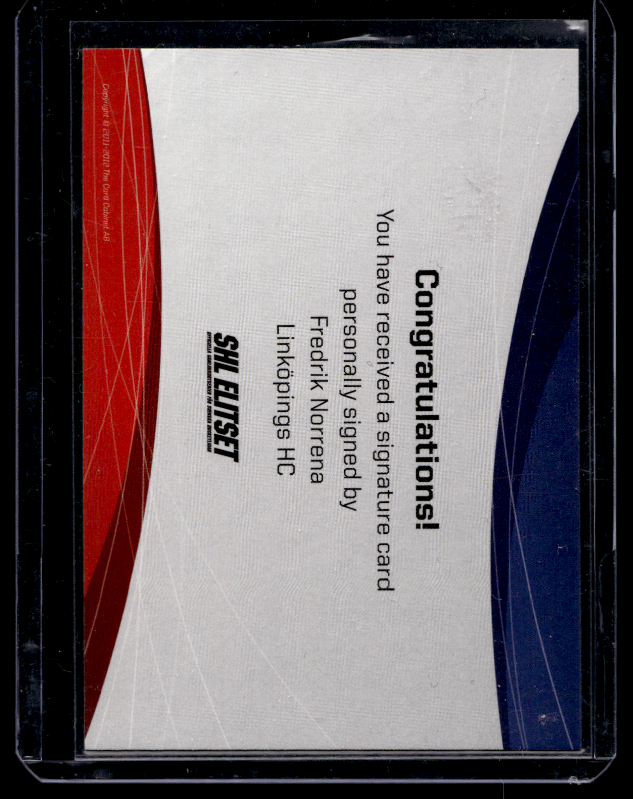 2011-12 SHL Signatures - Fredrik Norrena