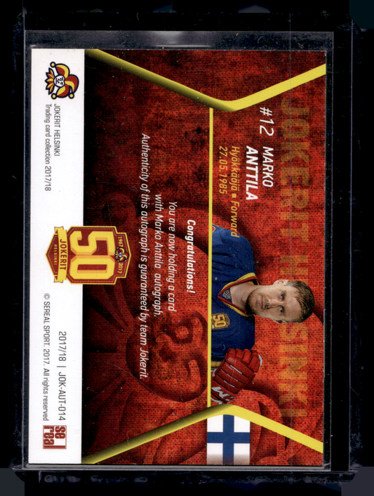 2017-18 Sereal Jokerit Autograph - Marko Anttila #JOK-AUT-014 /50