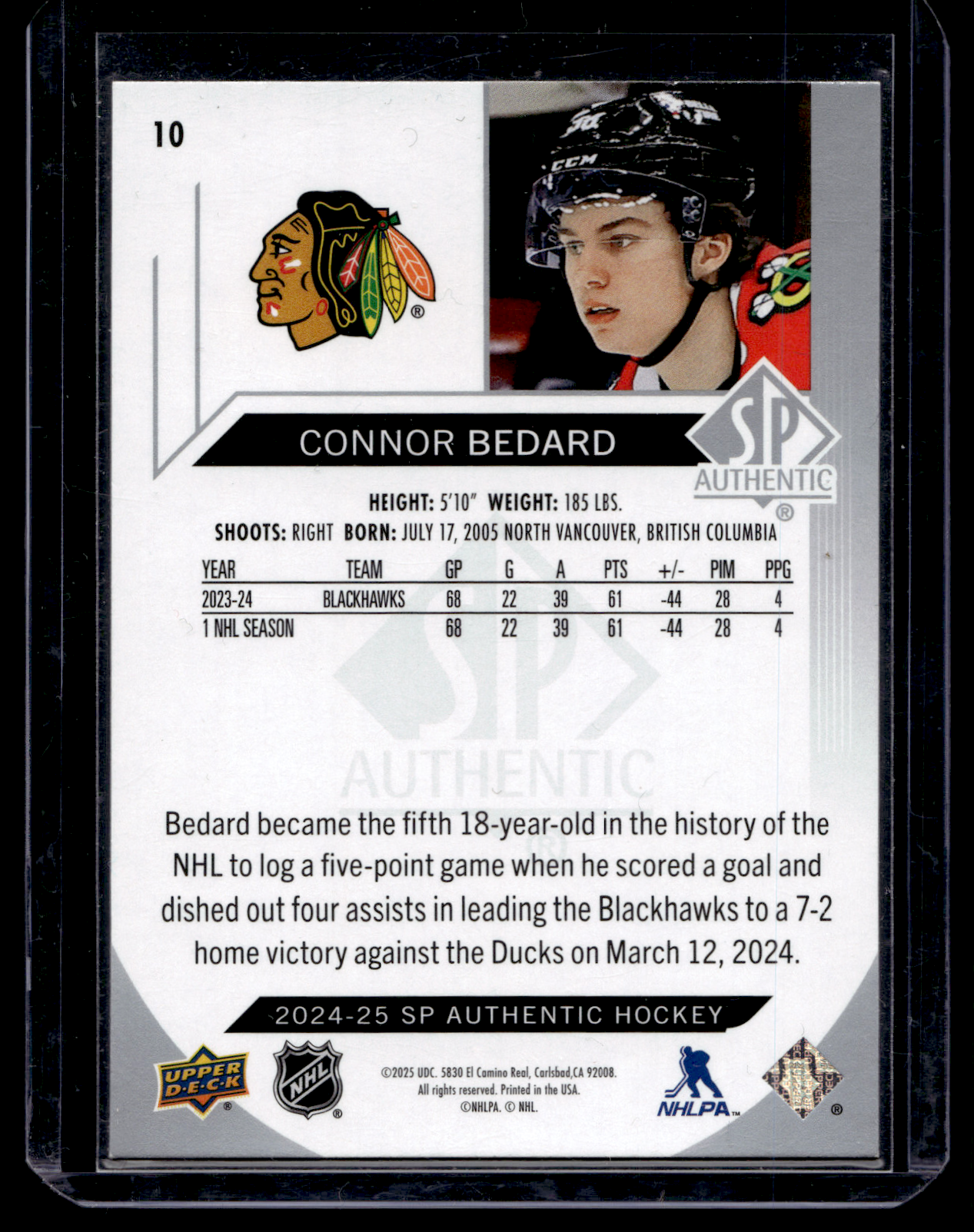 2024-25 Upper Deck SP Authentic - Connor Bedard #10