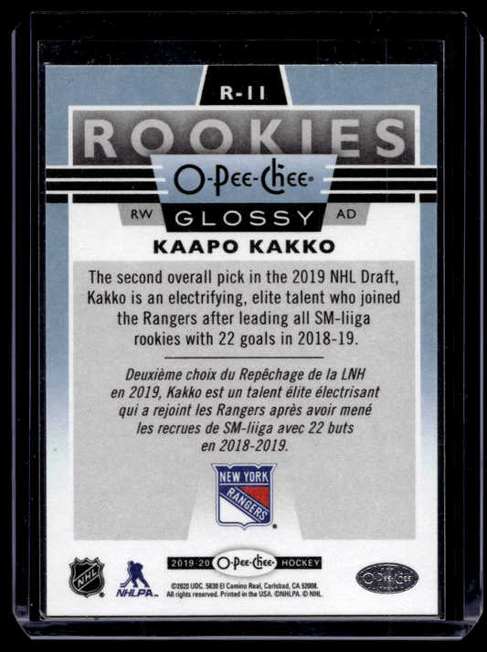 2019-20 O-Pee-Chee - Glossy Rookies - Kaapo Kakko #R-11 RY