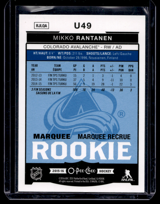 2015-16 Upper Deck - O-Pee-Chee Update - Rainbow Foil - Mikko Rantanen #U49 RY