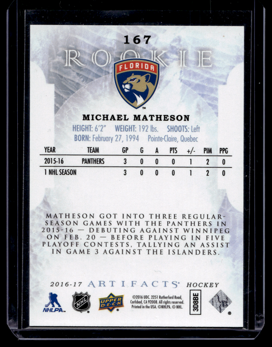 2016-17 Upper Deck Artifacts - Rookie - Michael Matheson #167 /999 RC