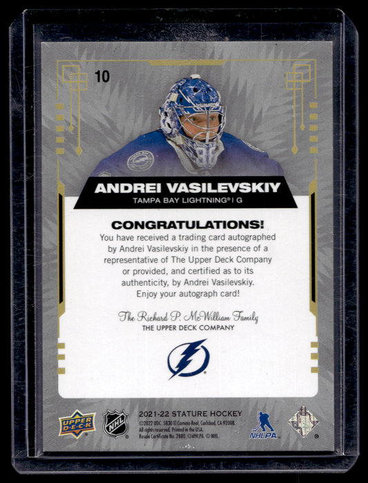 2021-22 Upper Deck Stature - Green Autographs - Andrei Vasilevskiy #10 /50