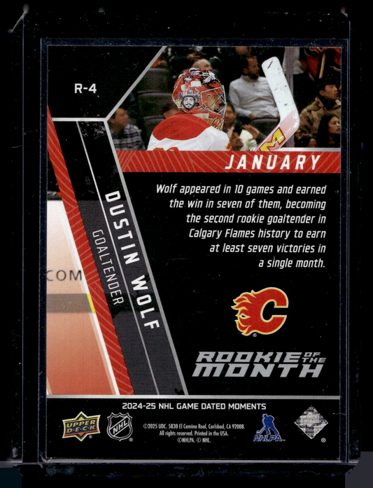 2024-25 Upper Deck Game Dated Moments - Rookie of the Month - January - Dustin Wolf #R-4