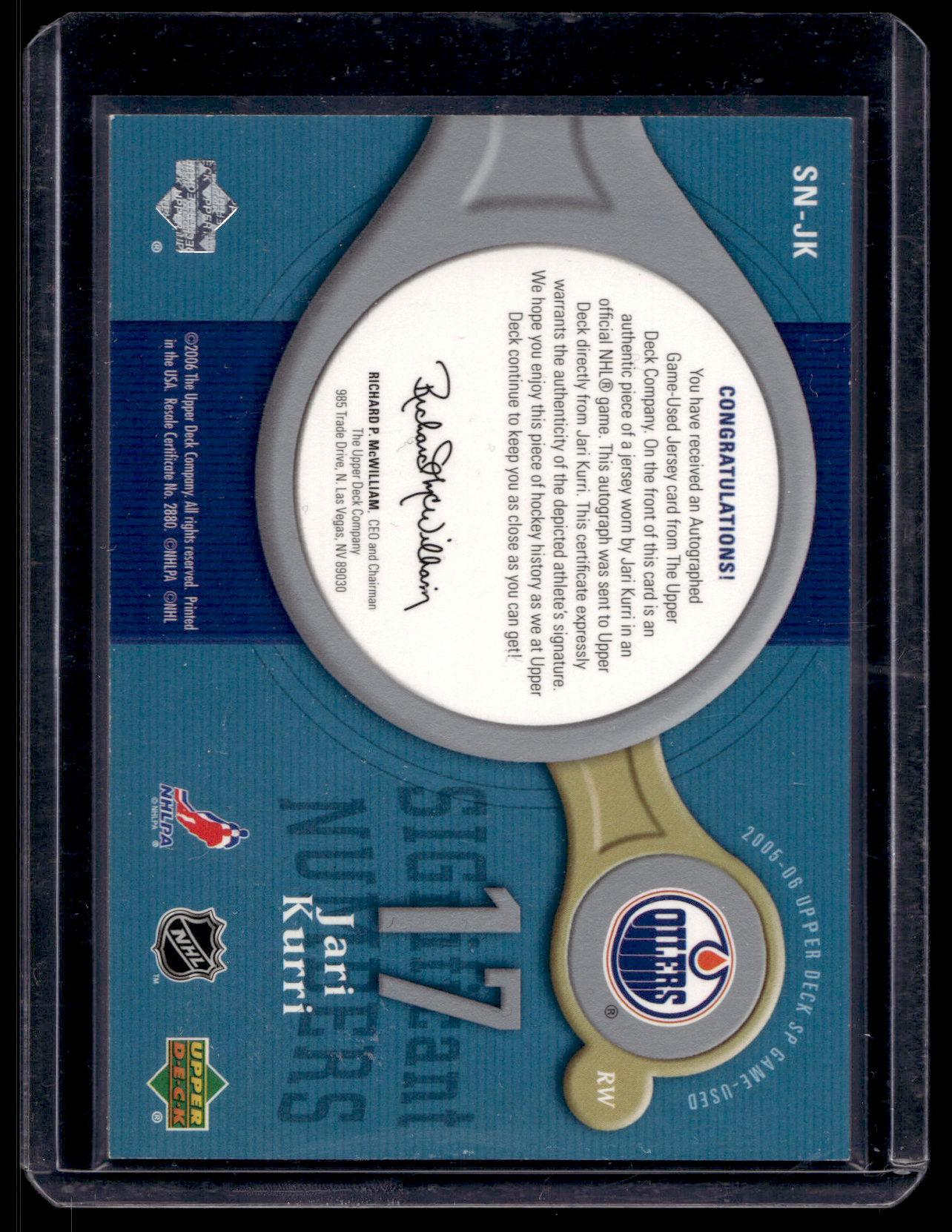 2005-06 Upper Deck SP Game Used Edition - Significant Numbers - Jari Kurri #SN-JK /17