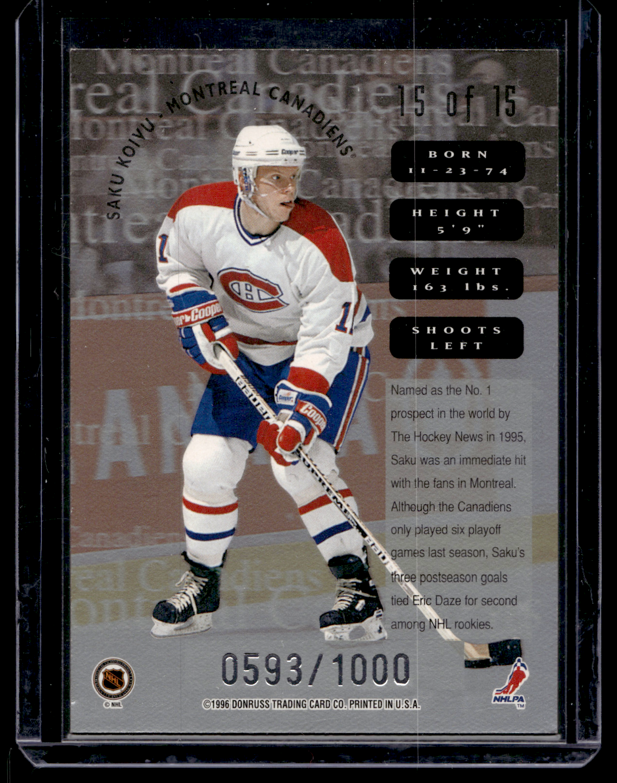 1996-97 Leaf - Sweaters - Home - Saku Koivu #15 /1000