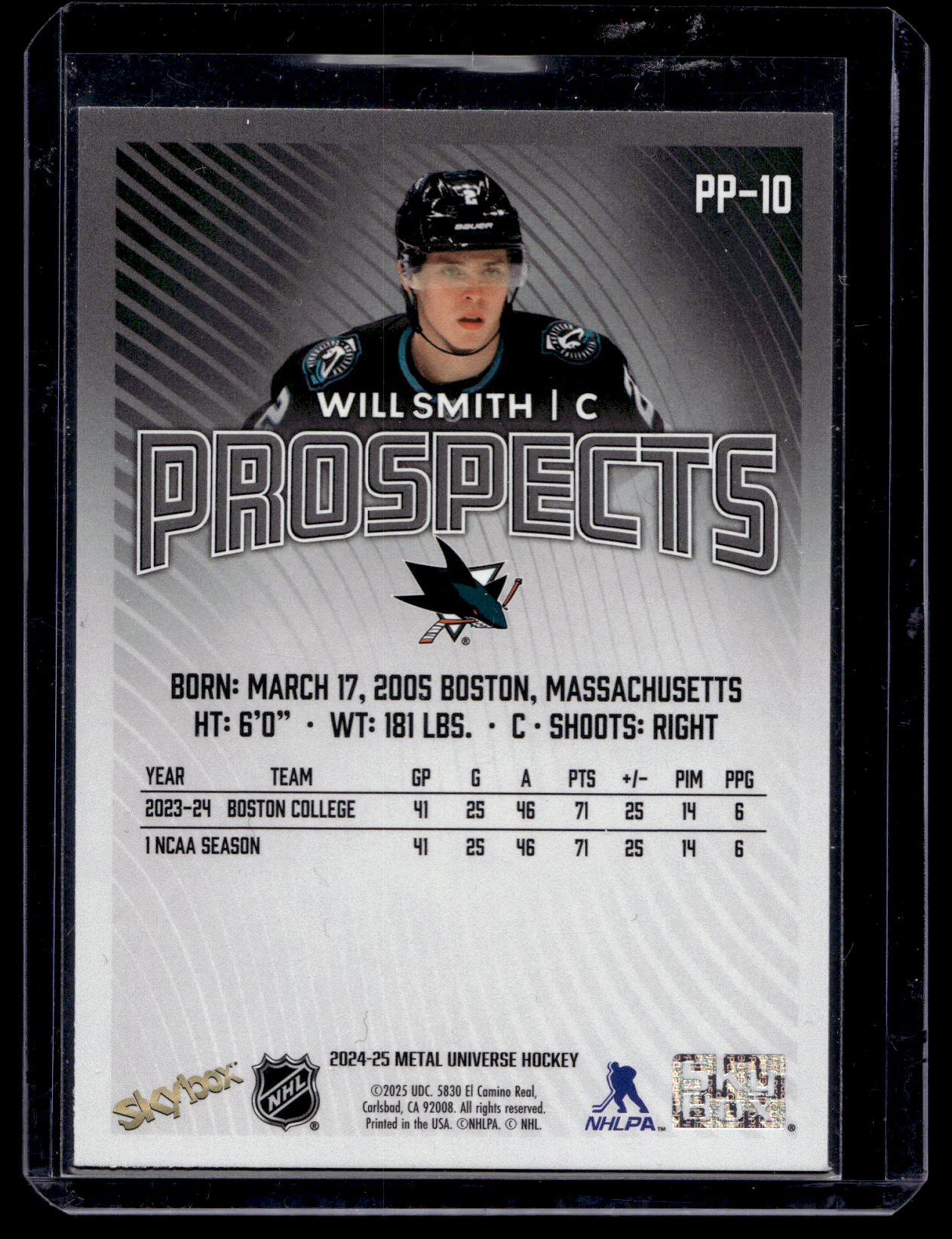 2024-25 Skybox Metal Universe - Premium Prospects - Will Smith #PP-10 RY