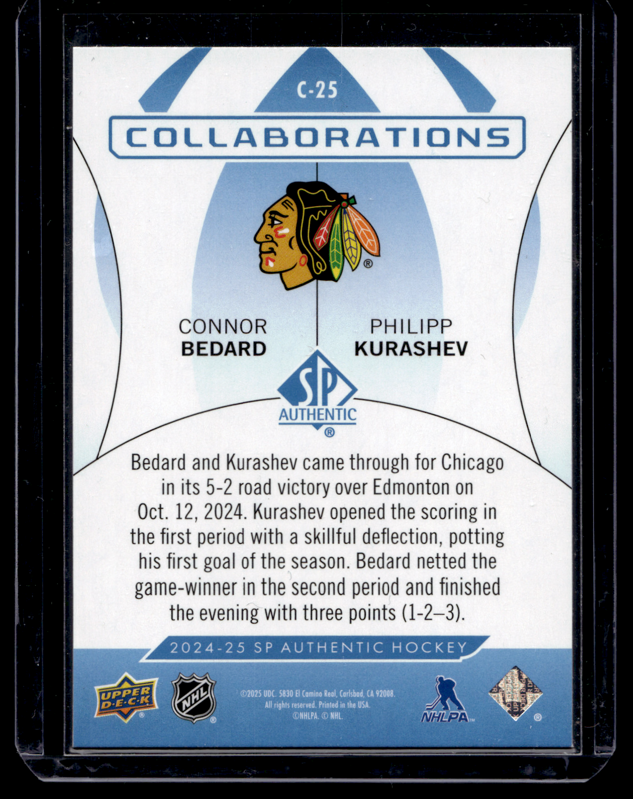 2024-25 Upper Deck SP Authentic - Collaborations - Blue - Connor Bedard / Philipp Kurashev #C-25