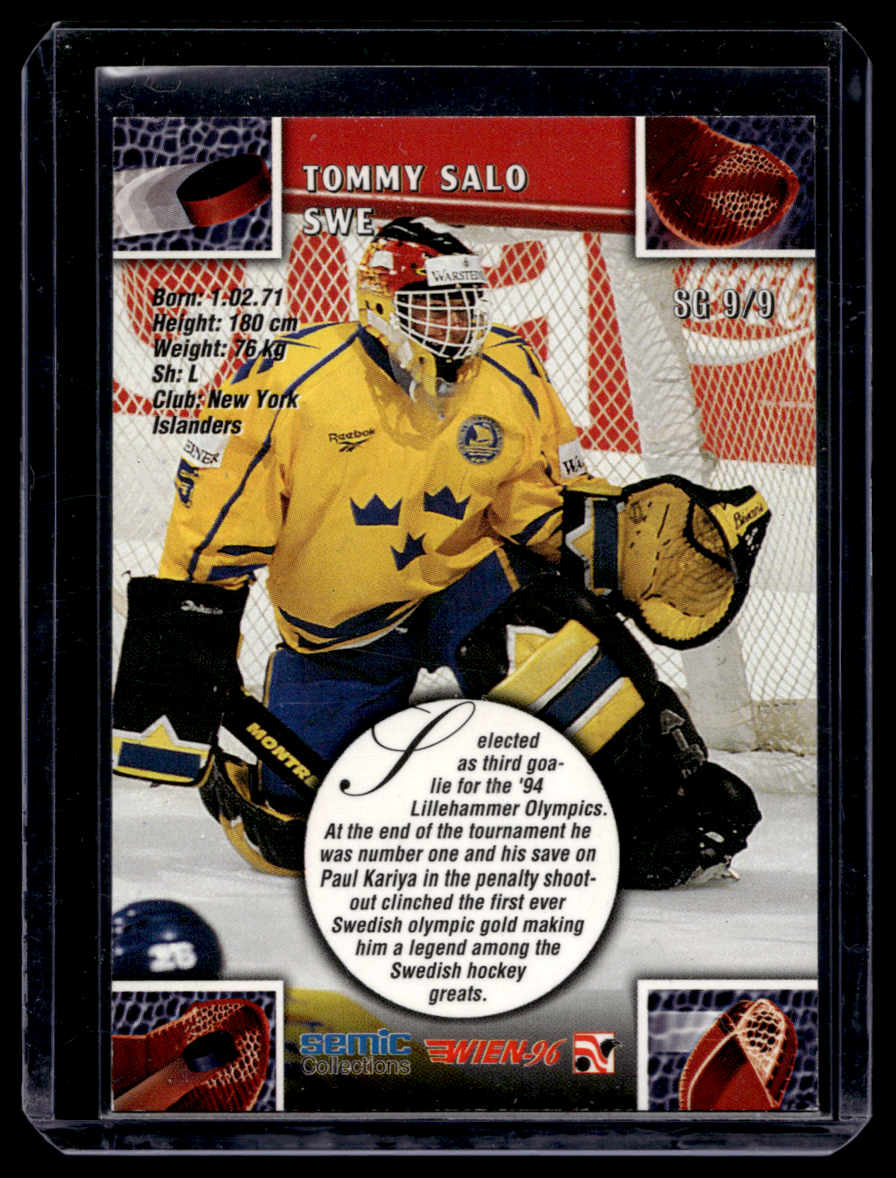 1996 Semic Wien - Super Goalies - Tommy Salo #SG9