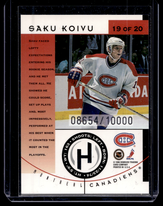 1996-97 Donruss - Hit List - Saku Koivu #19 /10000