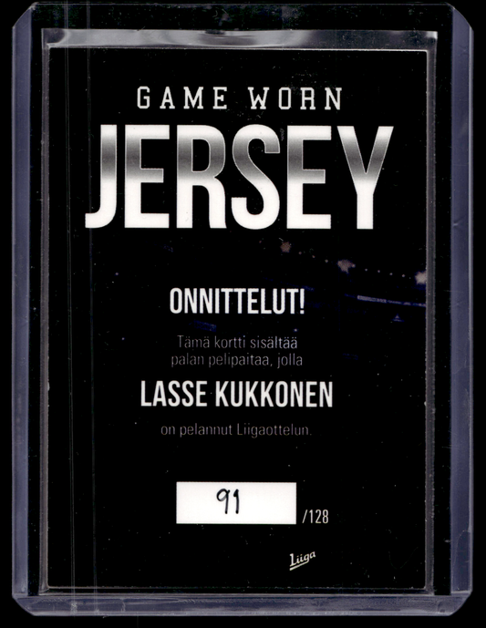 2017-18 Cardset - Game Worn Jersey - Lasse Kukkonen /128
