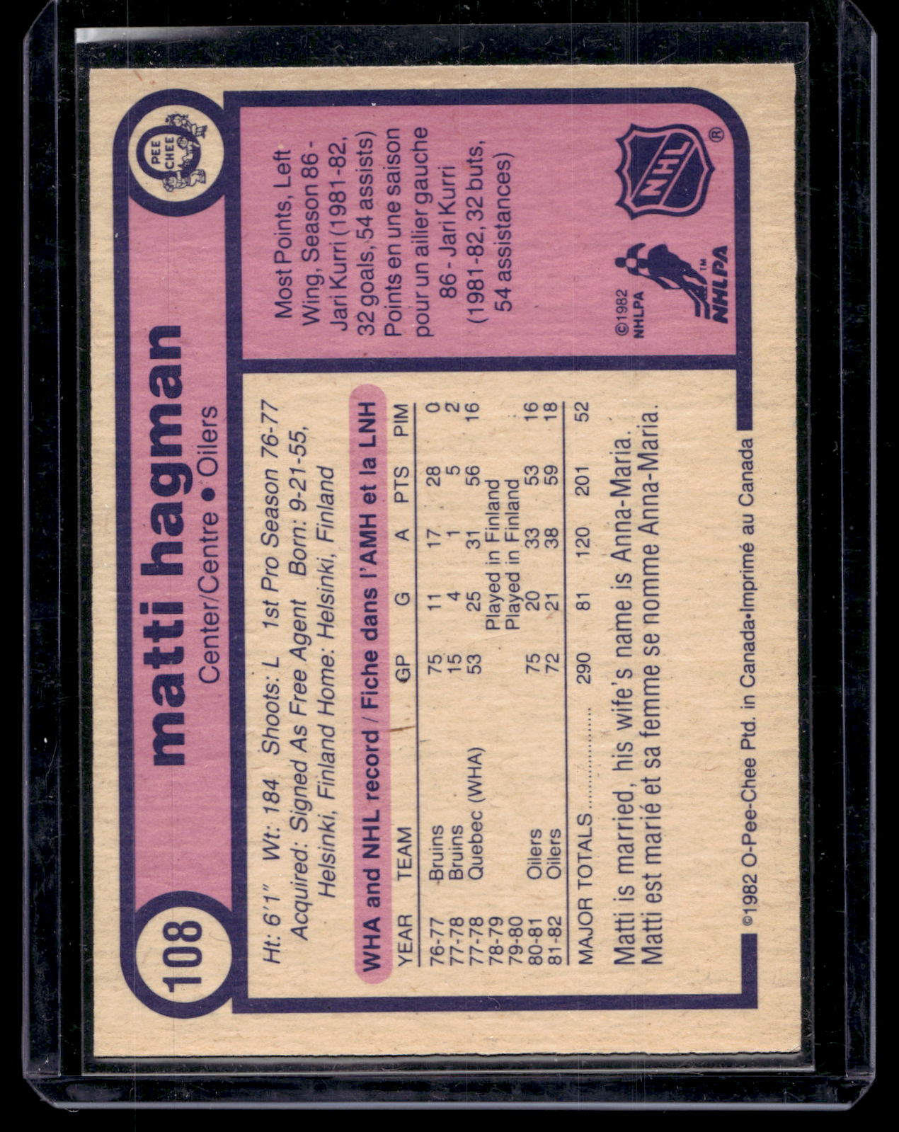 1982-83 O-Pee-Chee - Matti Hagman #108