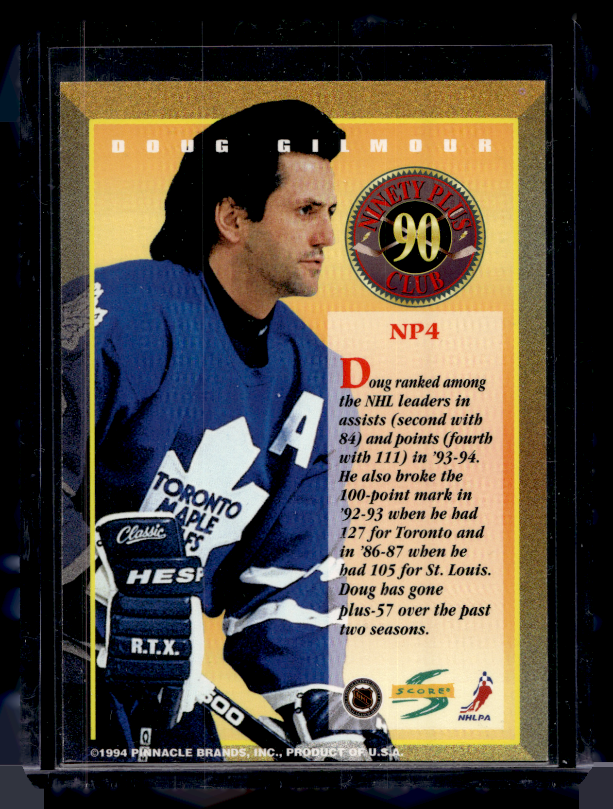 1994-95 Score - Ninety Plus Club - Doug Gilmour #NP4