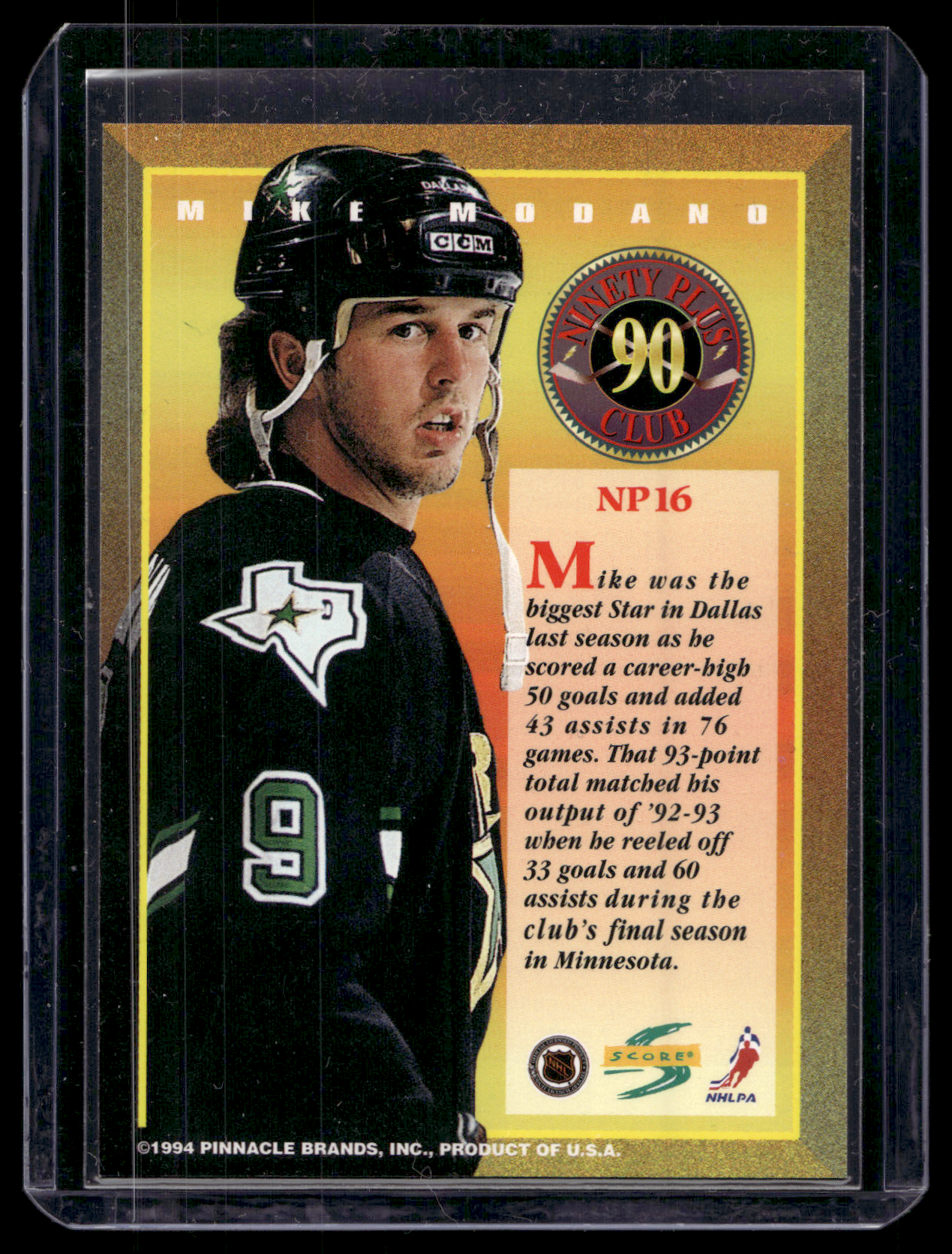 1994-95 Score - Ninety Plus Club - Mike Modano #NP16