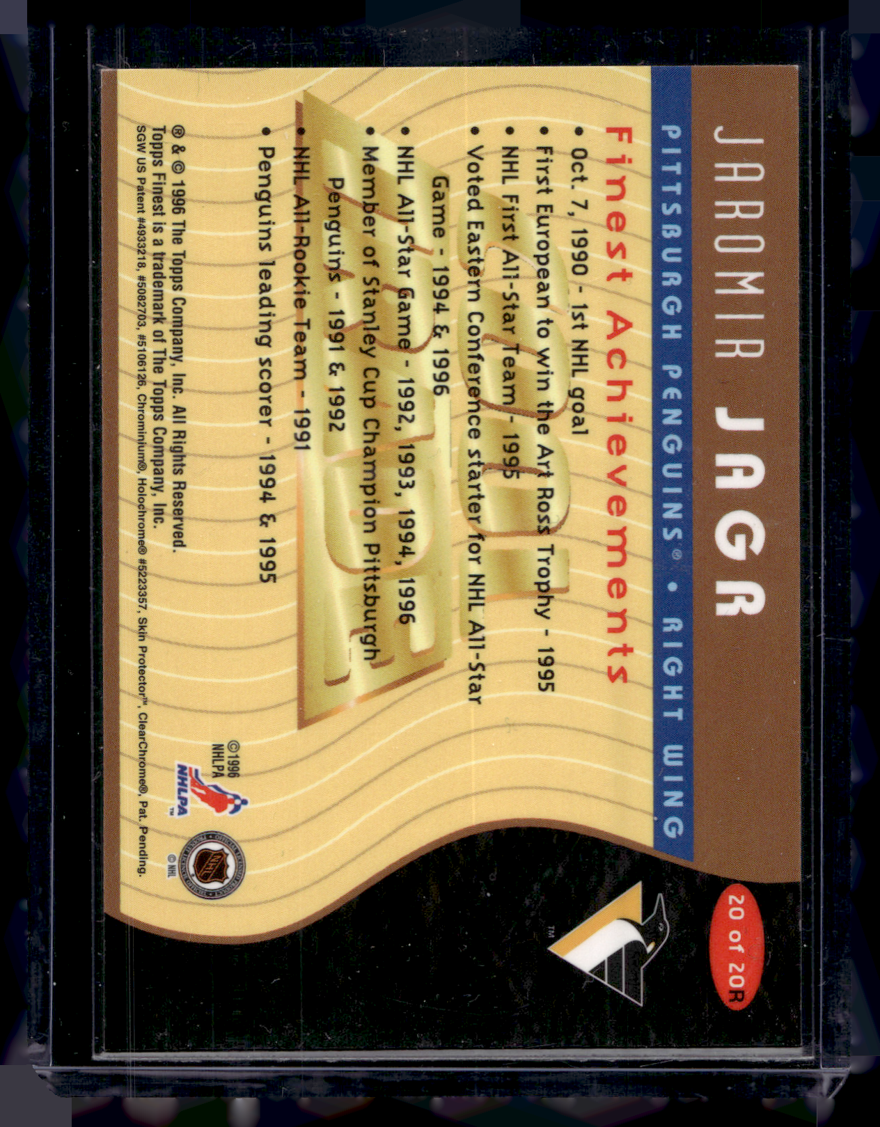 1995-96 NHL Cool Trade - Topps Finest - Jaromir Jagr #20