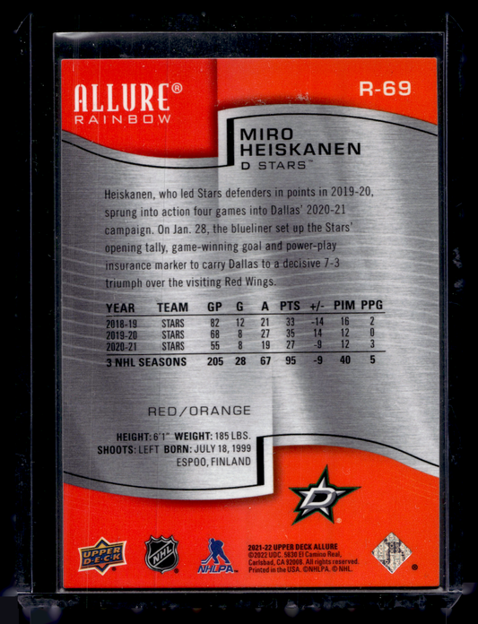 2021-22 Upper Deck Allure - Rainbow - Red Orange - Miro Heiskanen #R-69