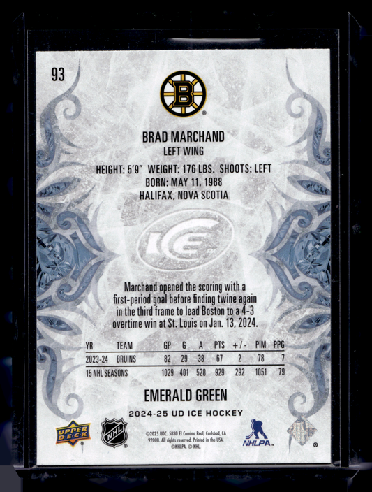 2024-25 Upper Deck Ice - Emerald Green - Brad Marchand #93