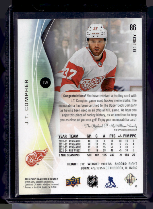 2024-25 Upper Deck SP Game Used - Red Jersey - J.T. Compher #86