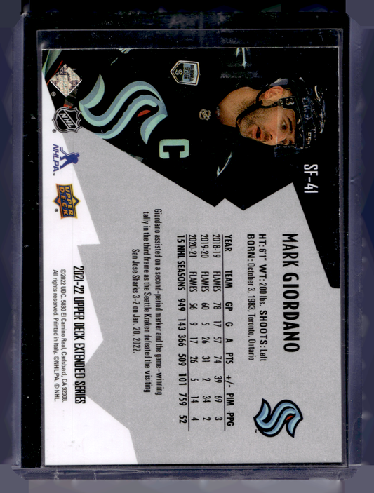 2021-22 Upper Deck Extended Series - SPx Finite - Radiance - Mark Giordano #SF-41 /799