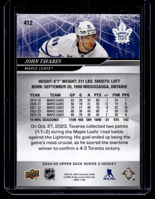 2024-25 Upper Deck Series 2 - Deluxe - John Tavares #412 /250