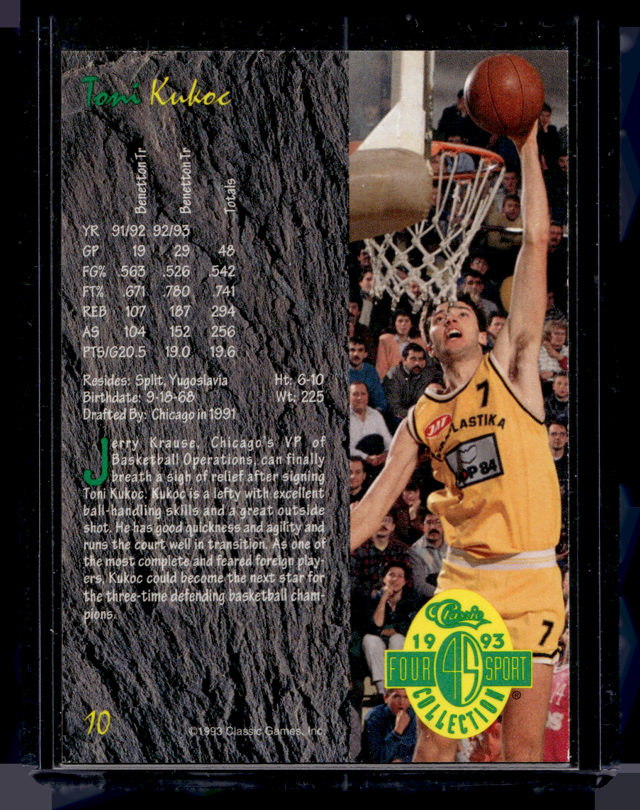 1993 Classic Four Sport Collection - Toni Kukoc #10 RY