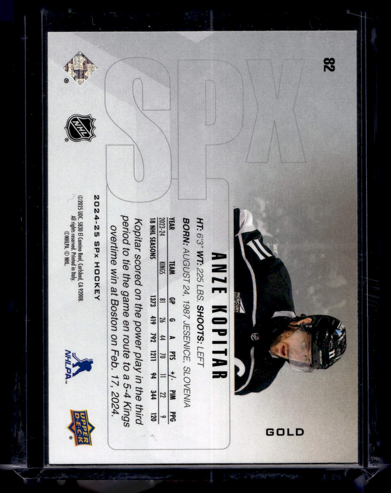 2024-25 Upper Deck SPx - Gold - Anze Kopitar #82