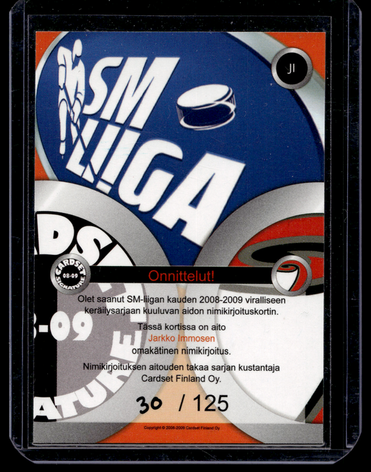 2008-09 Cardset Signature - Jarkko Immonen /125