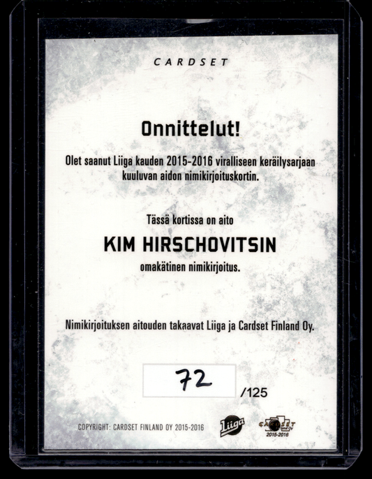 2015-16 Cardset Signature - Kim Hirschovits /125