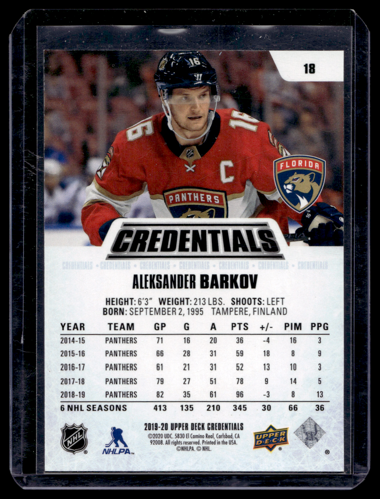 2019-20 Upper Deck Credentials - Red - Aleksander Barkov #18 /199