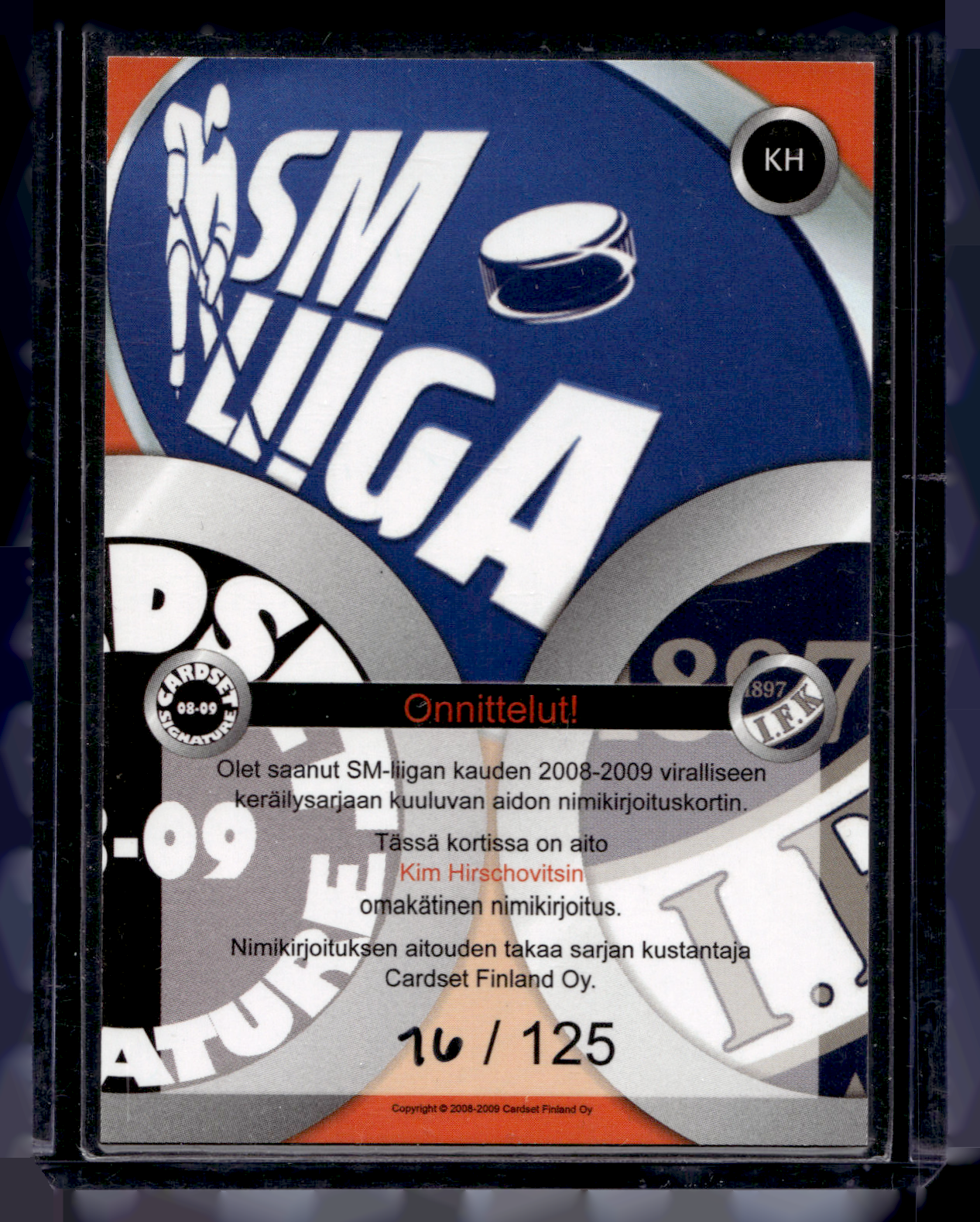 2008-09 Cardset Signature - Kim Hirscohvits /125