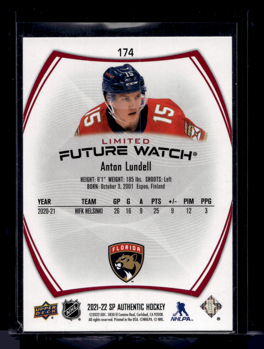 2021-22 Upper Deck SP Authentic - Limited Red - Future Watch - Anton Lundell #174 RC
