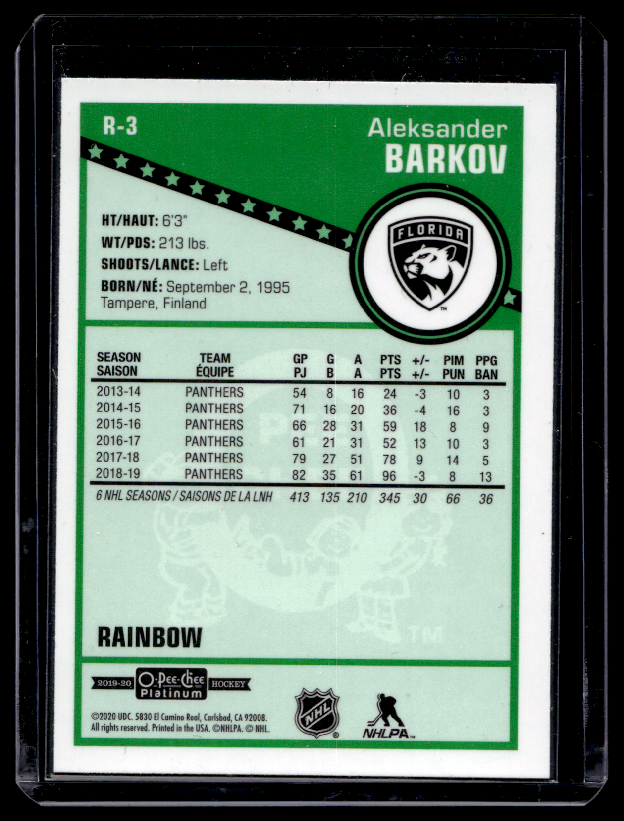 2019-20 Upper Deck OPC Platinum - Retro - Rainbow - Aleksander Barkov #R-3