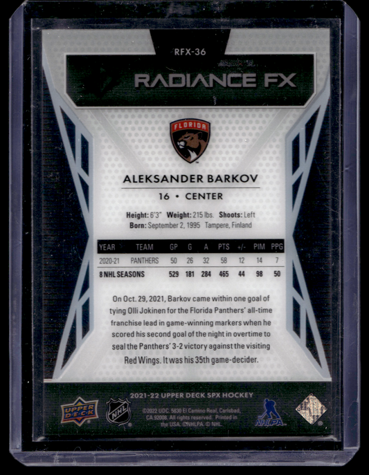 2021-22 Upper Deck SPx - Radiance F/X - Aleksander Barkov #RFX-36