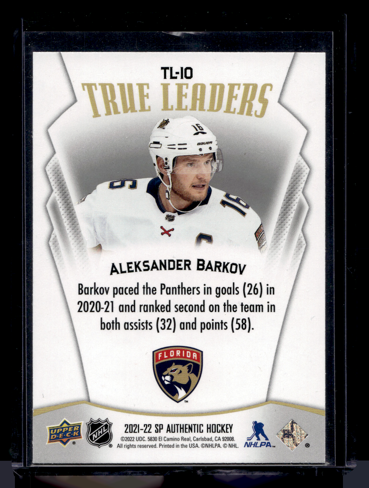 2021-22 Upper Deck SP Authentic - True Leaders - Aleksander Barkov #TL-10