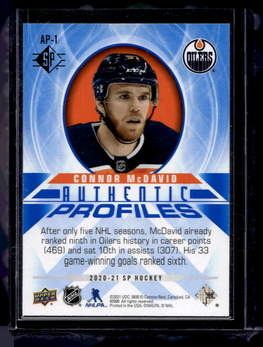 2020-21 Upper Deck SP Retail - Authentic Profiles - Blue - Connor McDavid #AP-1