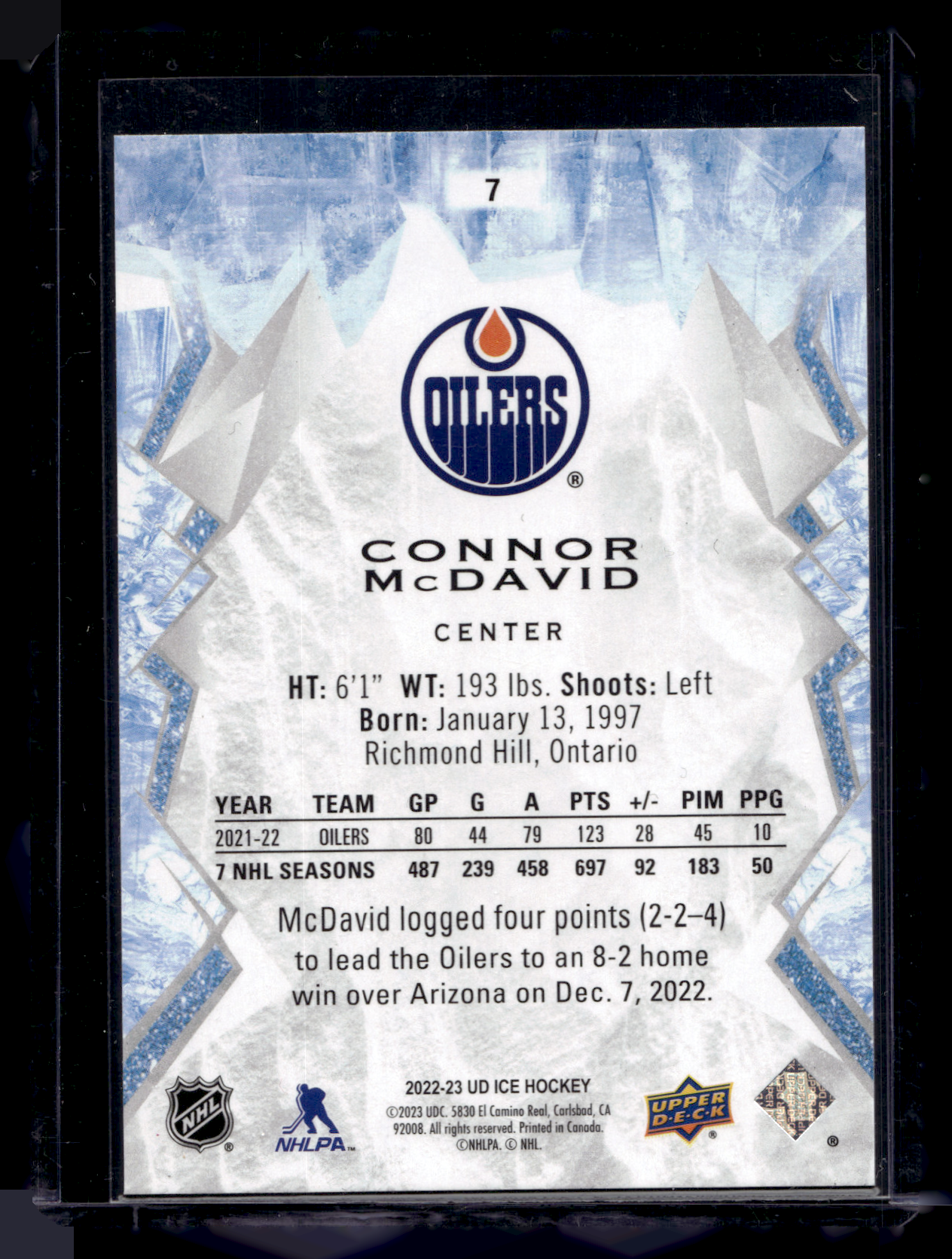 2022-23 Upper Deck Ice - Green - Connor McDavid #7