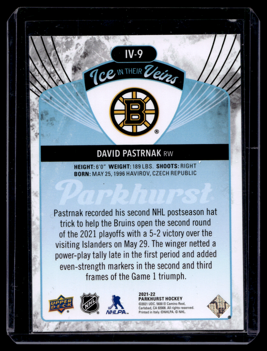 2021-22 Upper Deck Parkhurst - Ice In Their Veins - David Pastrnak #IV-9