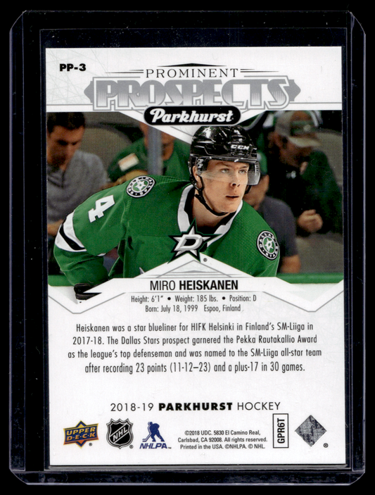 2018-19 Upper Deck Parkhurst - Prominent Prospects - Miro Heiskanen #PP-3 RY