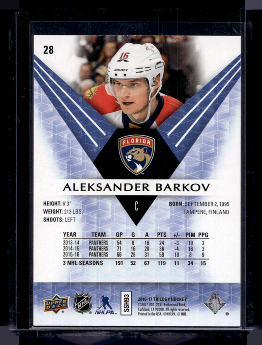 2016-17 Upper Deck Trilogy - Blue - Aleksander Barkov #28 /849