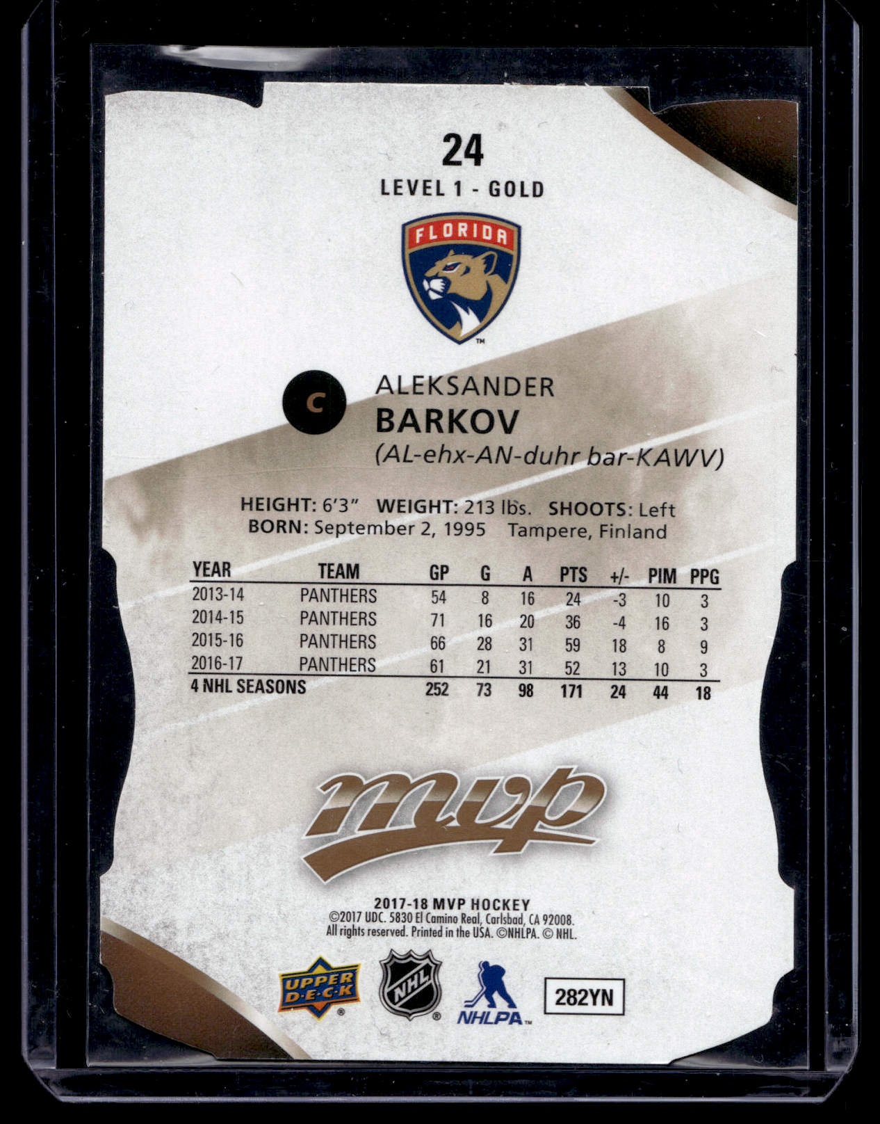 2017-18 Upper Deck MVP - Colors and Contours - Level 1 Gold - Aleksander Barkov #24
