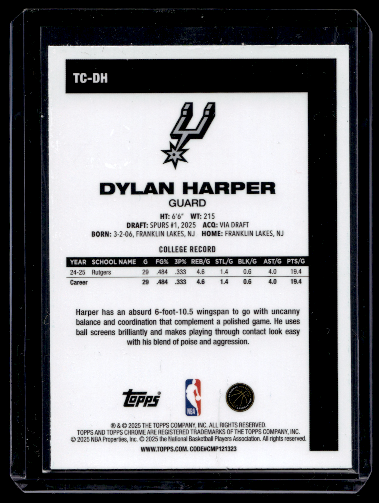 2025-26 Topps - 1980-81 Topps Chrome Silver Pack - Dylan Harper #TC-DH RY