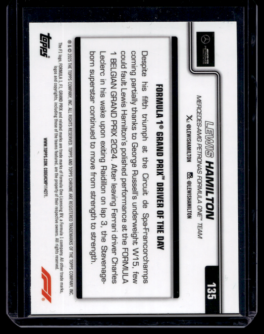 2025 Topps Chrome Formula 1 - Pink Refractor - Grand Prix Driver of the Day - Lewis Hamilton #135 /250