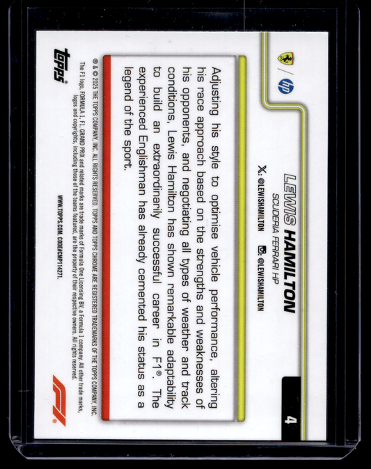2025 Topps Chrome Formula 1 - Aqua Checker Flag Refractor - F1 Drivers - Lewis Hamilton #4 /199