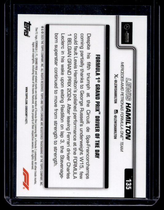 2025 Topps Chrome Formula 1 - Blue Refractor - Grand Prix Driver of the Day - Lewis Hamilton #135 /150