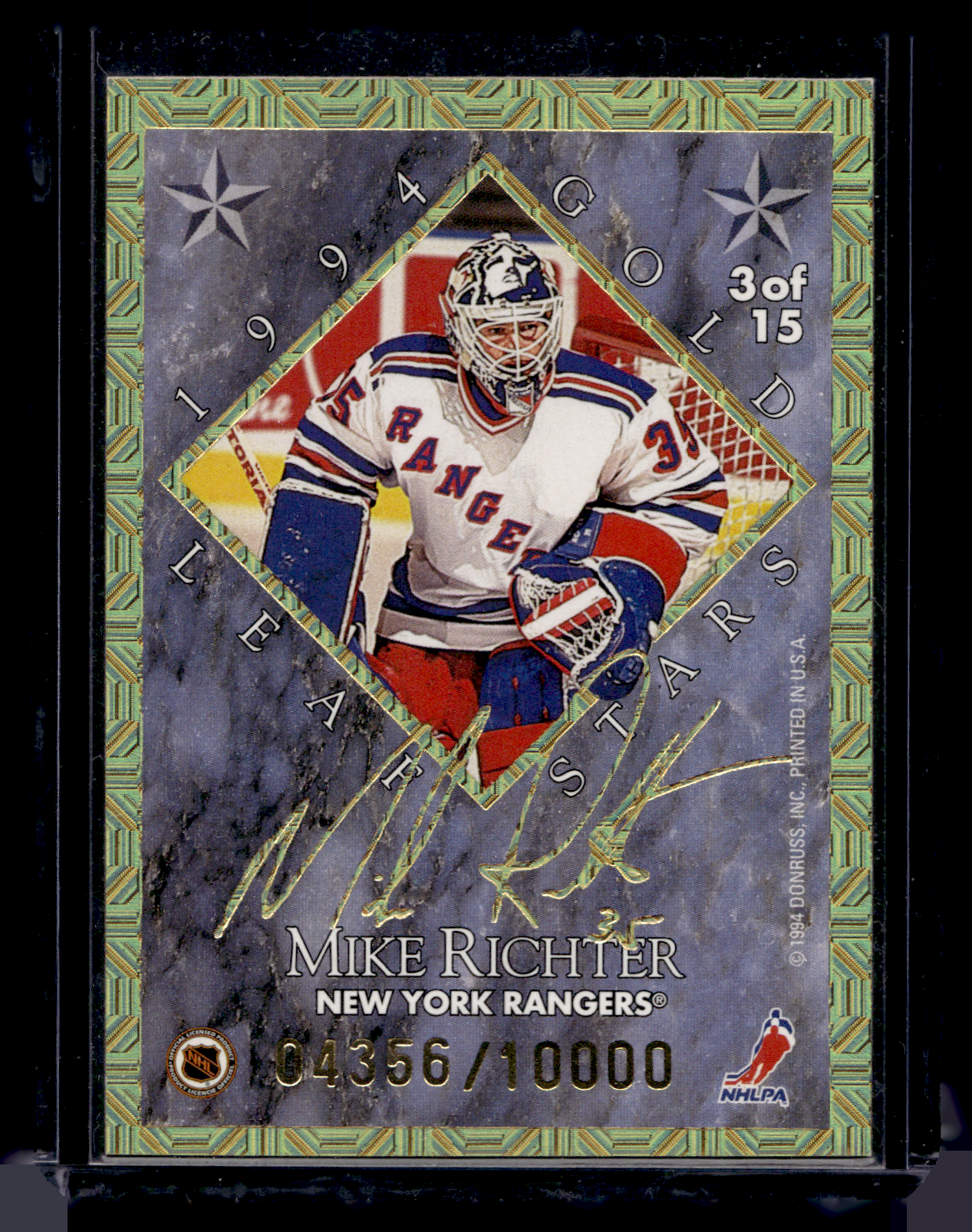 1994-95 Leaf - Gold Leaf Stars - Patrick Roy / Mike Richter #3 /10000