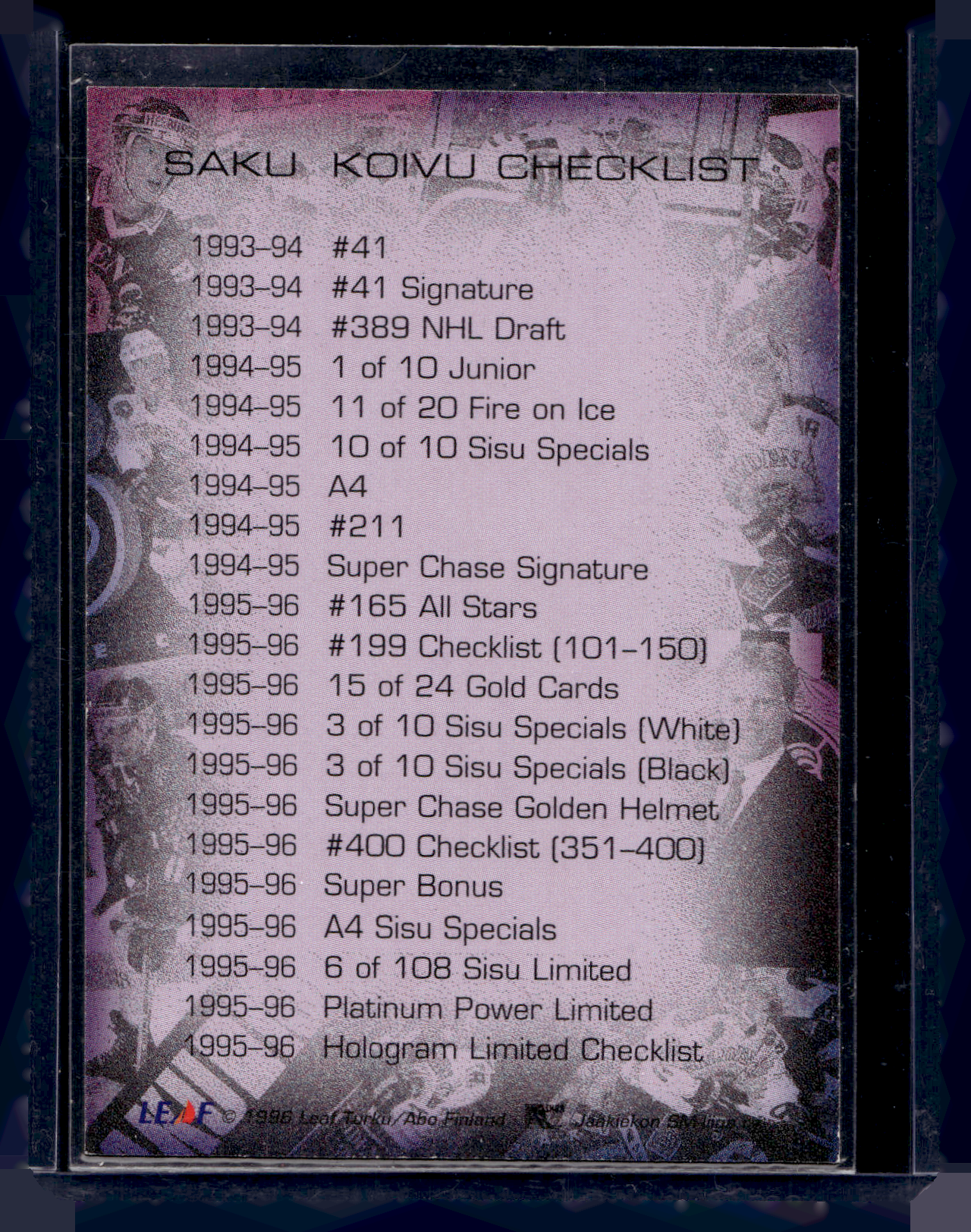 1996-97 Sisu Golden Retro Purple - Saku Koivu