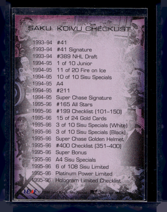 1996-97 Sisu Golden Retro Purple - Saku Koivu