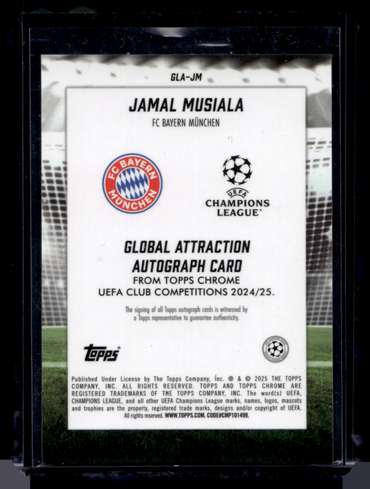 2024-25 Topps Chrome UEFA Club Competitions - Global Attraction Autographs - Jamal Musiala #GLA-JM /99